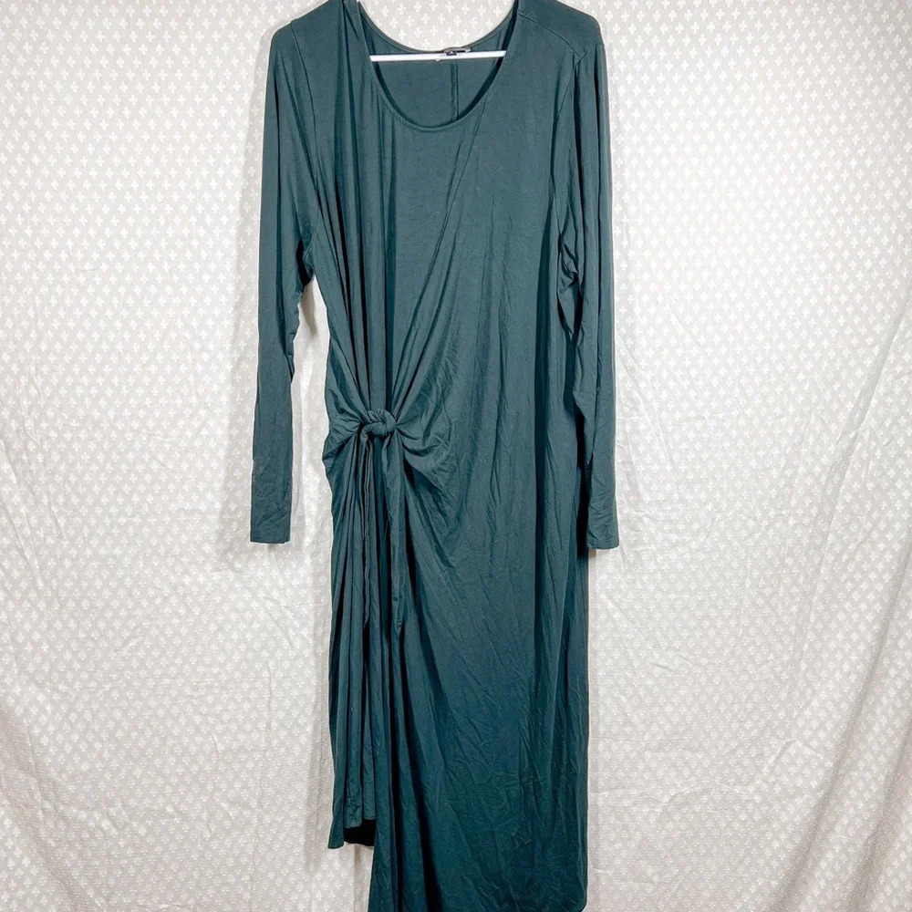 Universal Standard Dark Green Romantic Tie Side‎ Long Sleeve Maxi Dress